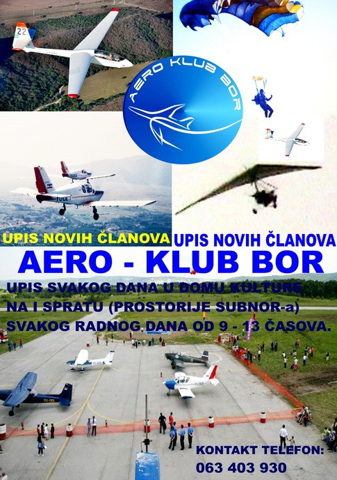 AERO-KLUB BOR AERO-KLUB BOR UPISUJE NOVE ČLANOVE