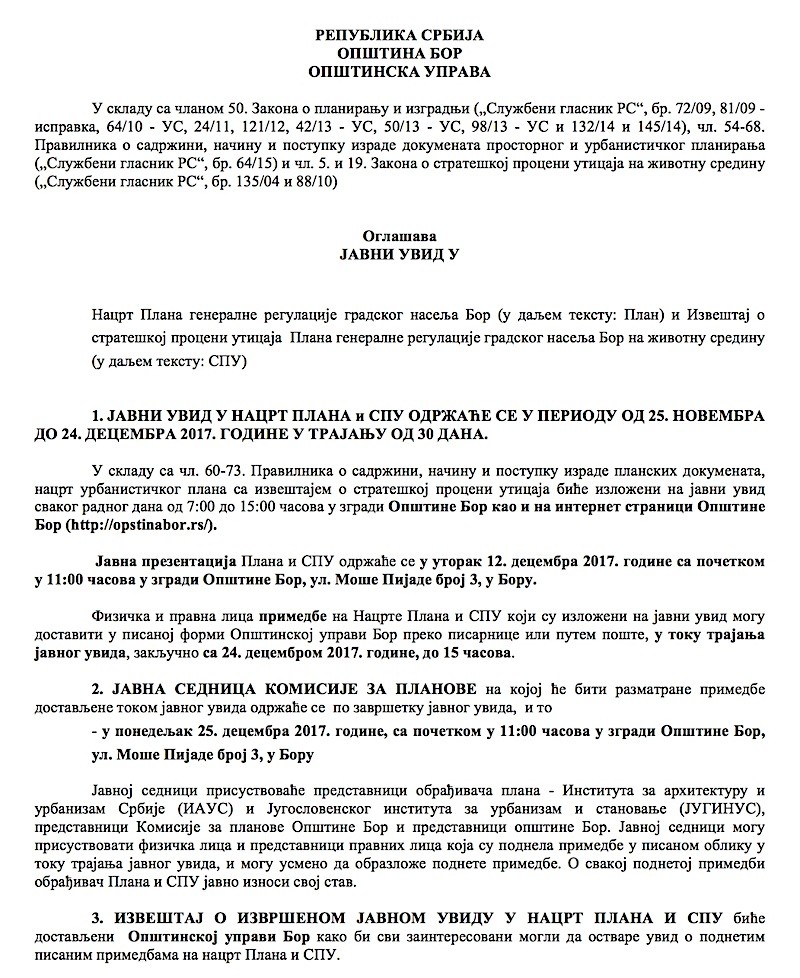 Civilno društva odgovorno o regulaciji gradskog naselja Bor