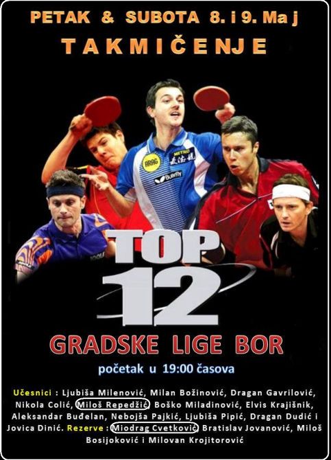 Večeras počinje turnir TOP 12 - Gradske lige u stonom tenisu