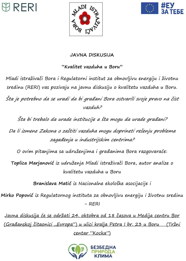 Javna diskusija o kvalitetu vazduha u Boru
